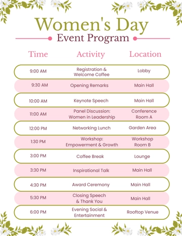 Women's Day Event Program Template - Edit Online & Download