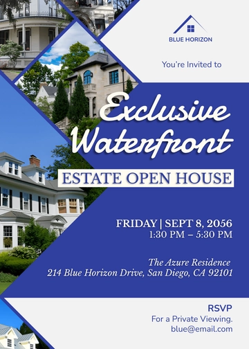 Indigo Open House Invitation Template for Realtor - Edit Online & Download