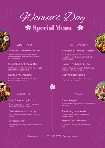 Women's Day Menu Template - Edit Online & Download