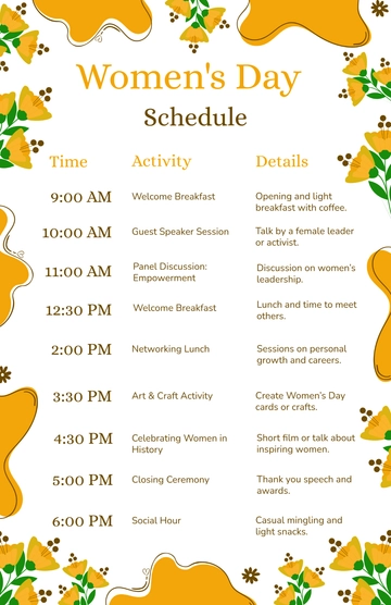 Women's Day Schedule Template - Edit Online & Download