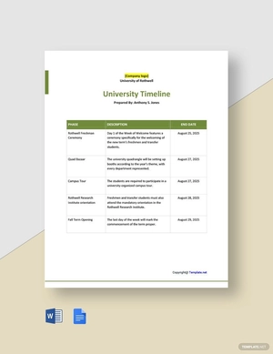 Simple University Timeline Template