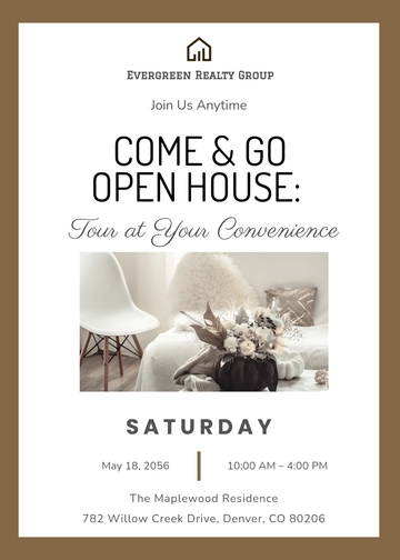 Come and Go Open House Invitation Template - Edit Online & Download