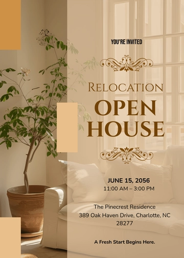 Simple Relocation Open House Invitation Template - Edit Online & Download