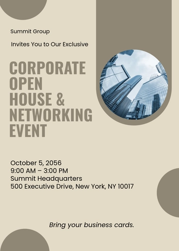 Corporate Open House Invitation Template - Edit Online & Download