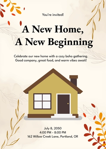 Boho Housewarming Invitation Template - Edit Online & Download
