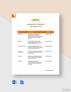 Sample University Timeline Template