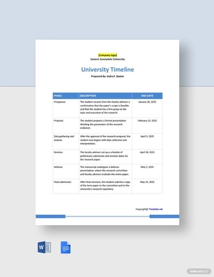 Basic University Timeline Template