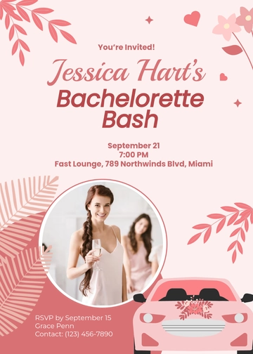 Car-Themed Bachelorette Invitation Template - Edit Online & Download