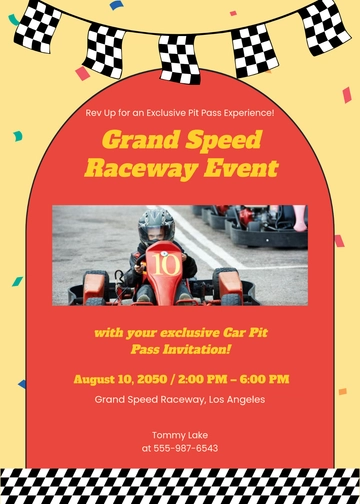 Modern Car Pit Pass Invitation Template - Edit Online & Download