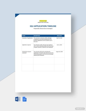 University Application Timeline Template