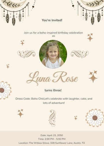 Wild and Three Boho Invitation Template - Edit Online & Download