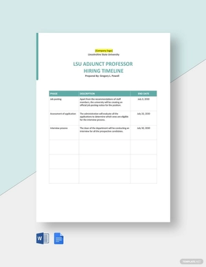 University Hiring Timeline Template