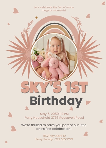 Boho 1st Birthday Invitation Template - Edit Online & Download