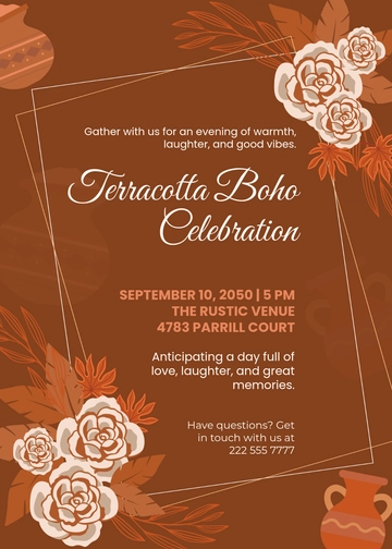 Terracotta Boho Invitation Template - Edit Online & Download