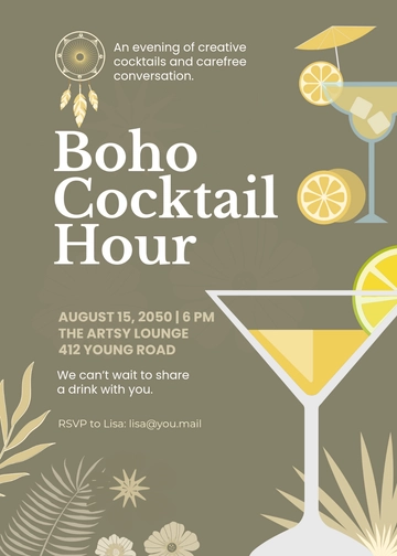 Creative Boho Cocktail Invitation Template - Edit Online & Download