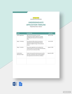 College and University Application Timeline Template