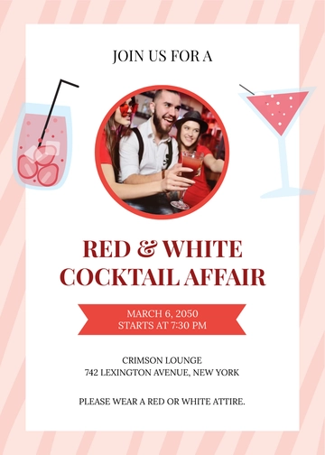 Red and White Cocktail Invitation Template - Edit Online & Download