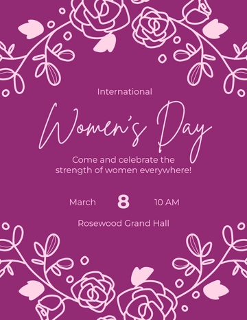 Pink Roses Women’s Day Flyer Template - Edit Online & Download