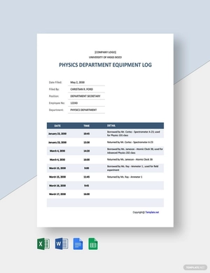 Sample University Log Template