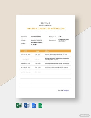Simple University Log Template