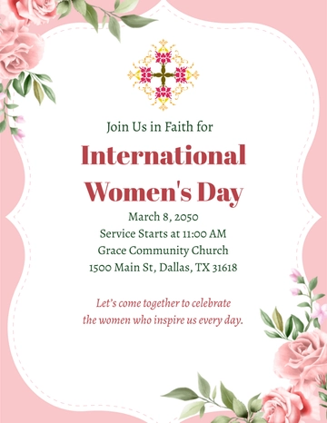 Modern Women’s Day Flyer for Church Template - Edit Online & Download
