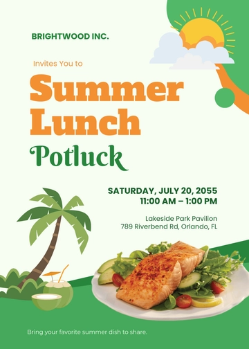 Summer Potluck Invitation Template - Edit Online & Download