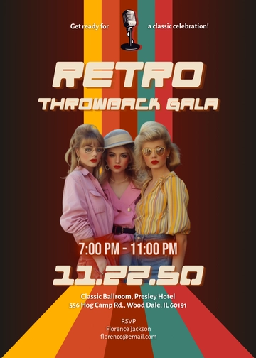 Retro Style Gala Invitation Template - Edit Online & Download