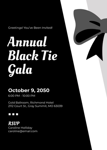 Black Tie Gala Invitation Template - Edit Online & Download