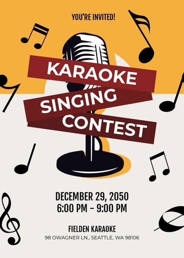 Karaoke Event Invitation Template - Edit Online & Download