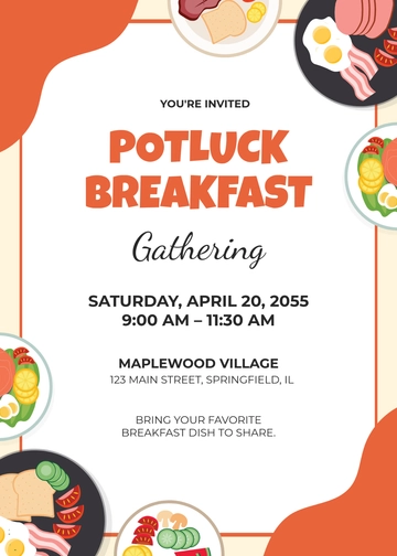 Editable Potluck Breakfast Invitation Template - Edit Online & Download