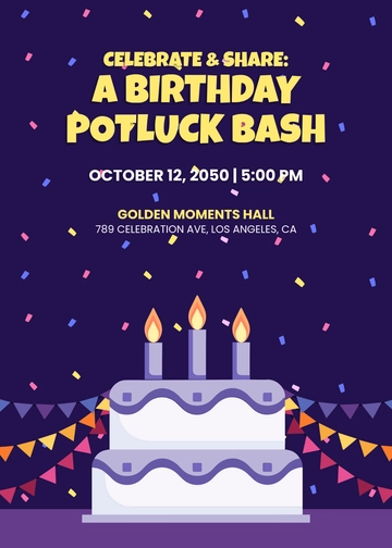 Birthday Potluck Invitation Template - Edit Online & Download