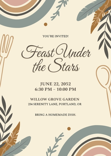 Boho Potluck Invitation Template - Edit Online & Download