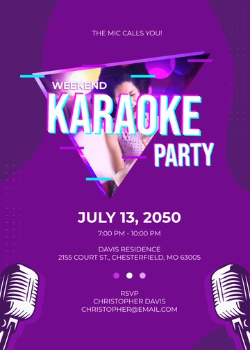 Purple Karaoke Event Invitation Template - Edit Online & Download