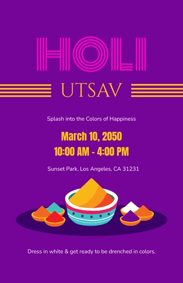Simple Holi Celebration Poster Template - Edit Online & Download