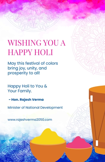 Professional Holi-Themed Political Poster Template - Edit Online & Download
