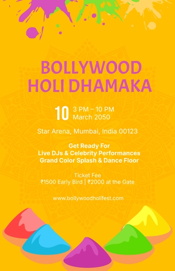 Bollywood Holi Poster Template - Edit Online & Download