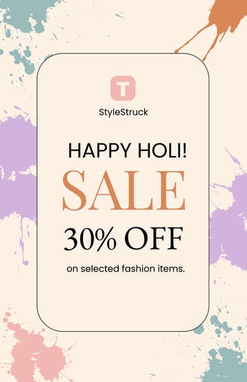 Aesthetic Holi Promotional Poster Template - Edit Online & Download