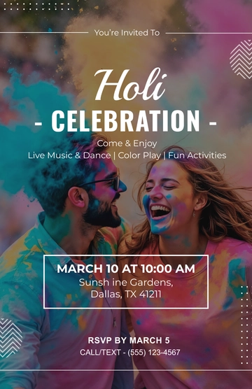 Editable Holi Invitation Poster Template - Edit Online & Download