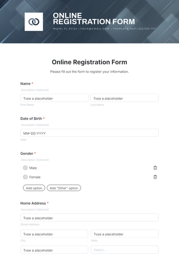 Online Registration Form Template - Edit Online & Download