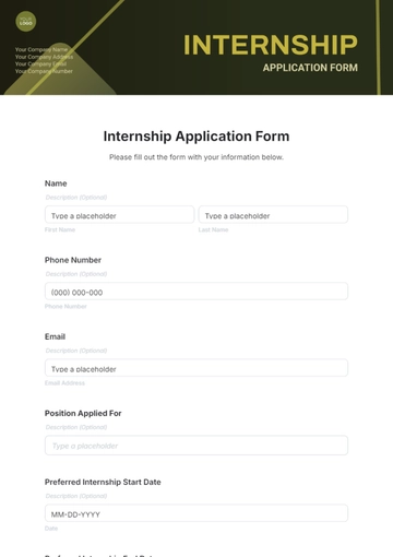Internship Application Form Template - Edit Online & Download