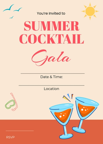 Blank Cocktail Gala Invitation Template - Edit Online & Download