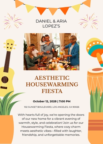 Free Aesthetic Housewarming Fiesta Invitation Template to Edit Online
