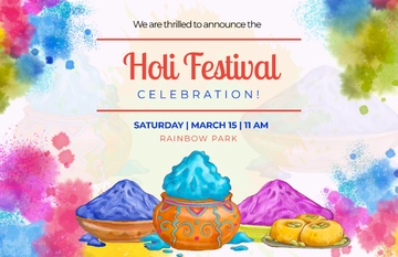 Holi Announcement Poster Template - Edit Online & Download