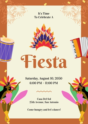 Beige and Brown DIY Fiesta Invitation Template - Edit Online & Download