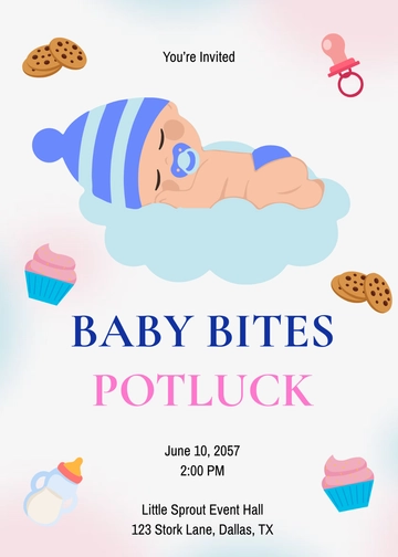 Baby Shower Potluck Invitation Template - Edit Online & Download