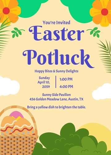 Yellow Easter Potluck Invitation Template - Edit Online & Download