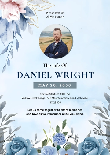 Creative Wildflower Celebration of Life Invitation Template - Edit Online & Download