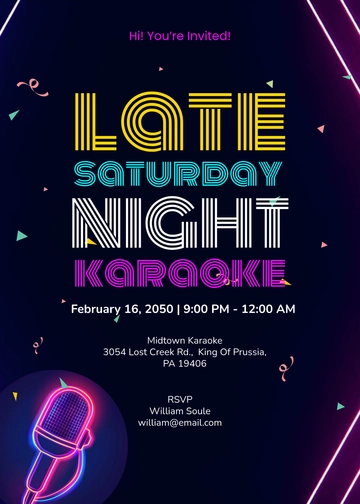 Editable Karaoke Invitation Template for Adults - Edit Online & Download