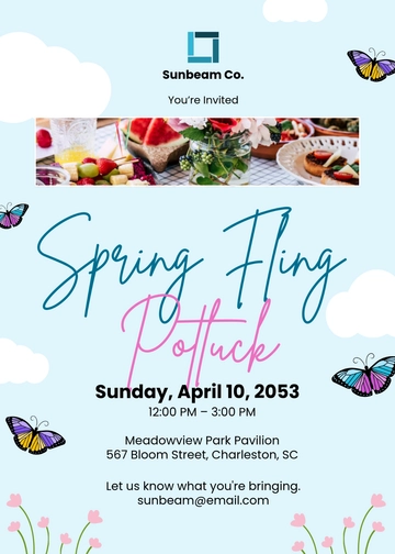 Spring Fling Potluck Invitation Template - Edit Online & Download