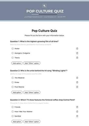 Pop Culture Quiz Template - Edit Online & Download
